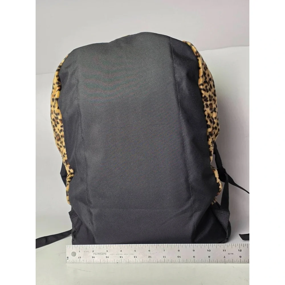 Vintage Jansport Trans Backpack Leopard Print‎ Fuzzy Bag Y2K T4750415 Rare